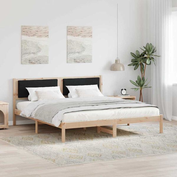 vidaXL Bettrahmen Schwarz 200 x 200 cm Massives Kiefernholz