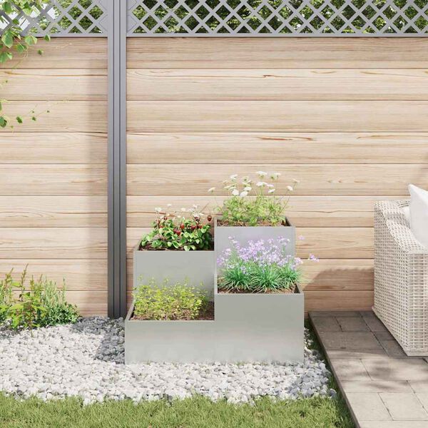 vidaXL Gartenblumentopf Silber 80 x 80 x 60 cm Verzinkter Stahl