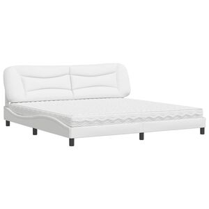 vidaXL Bett mit Matratze "Hvar" Wei&szlig; 200x200 cm Kunstleder