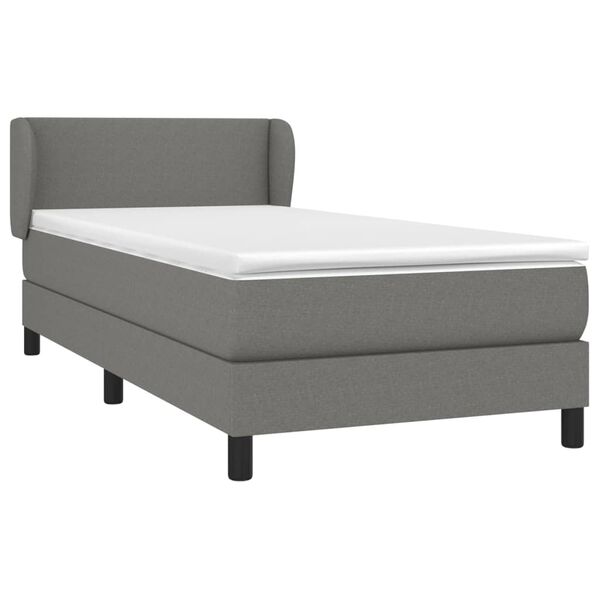 vidaXL Boxspringbett mit Matratze Dunkelgrau 90x190 cm Stoff