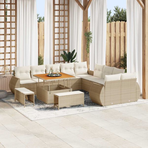 vidaXL Gartensofa-set 13 pcs Beige Poly-Rattan