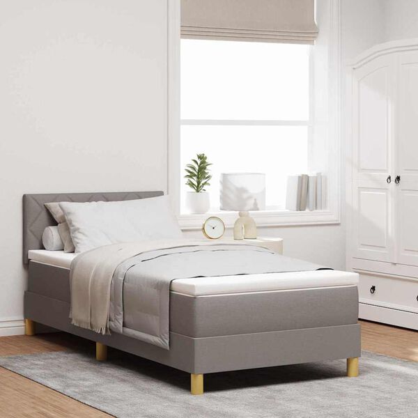 vidaXL LED Boxspringbett mit Matratze mit LED Taupe 90 x 190 cm Stoff