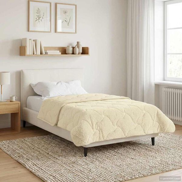 vidaXL Ganzjahresbettdecke Gepolstert Creme 140 x 200 cm