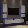 vidaXL 6-tlg. TV-Wohnwand mit LED-Leuchten Wei&szlig;