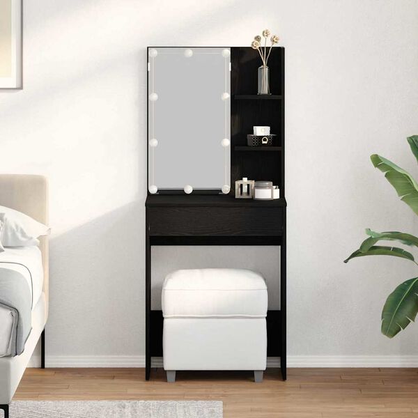 vidaXL Schminktisch mit Regal Schwarz Eichen-Optik 60 x 40 x 140 cm