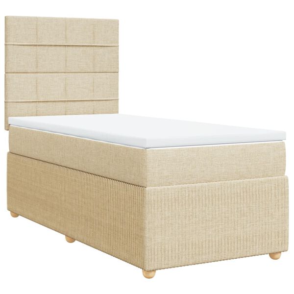 vidaXL Boxspringbett mit Matratze Creme 80x200 cm Stoff