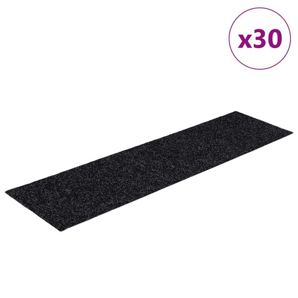 vidaXL Stufenmatten Selbstklebend 30 Stk. 76x20 cm Schwarz Rechteckig