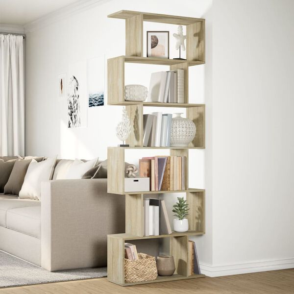 vidaXL Raumteiler-B&uuml;cherregal 6 Etagen Sonoma-Eiche 70x24x193 cm
