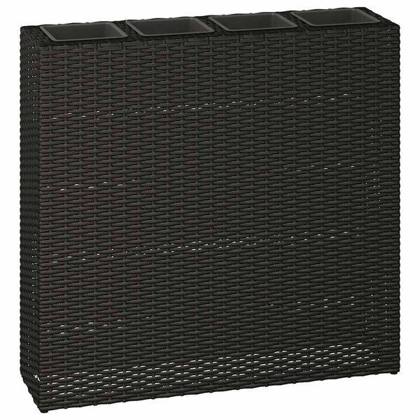 vidaXL Garten-Hochbeet mit 4 Töpfen Poly Rattan Schwarz