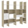 vidaXL 4-tlg. B&uuml;cherregal-Set Wei&szlig; Sonoma-Eiche Holzwerkstoff