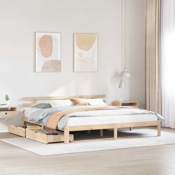 vidaXL Massivholzbett mit Schubladen 200x200 cm Kiefer