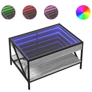 vidaXL Couchtisch mit Infinity-LED Grau Sonoma 70x50x38 cm