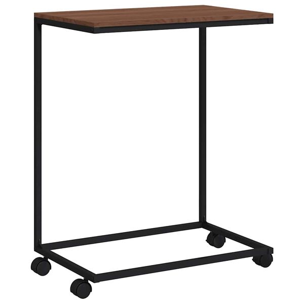 vidaXL Beistelltisch mit Rollen Schwarz 55x35x70 cm Holzwerkstoff