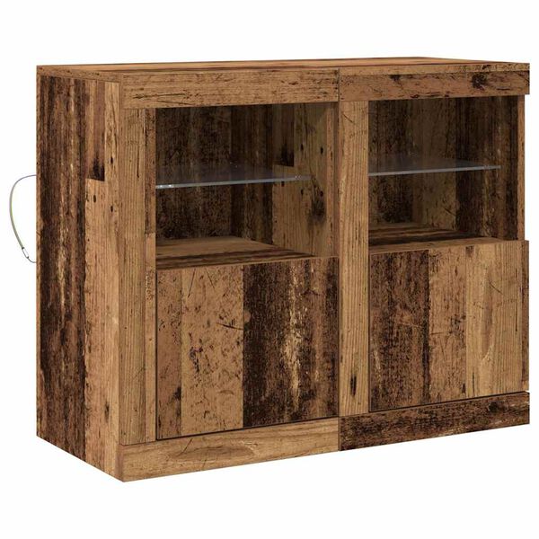 vidaXL LED-Sideboard 2 pcs Altholz 41 x 37 x 67 cm Holzwerkstoff
