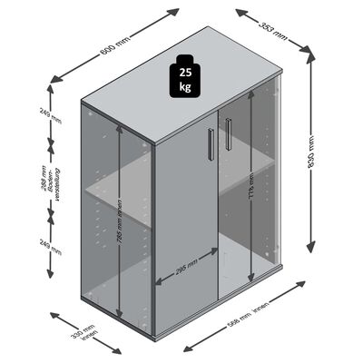 FMD Schrank mit 2 Türen Weiß und Grau