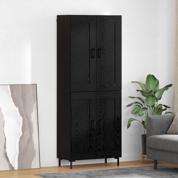 vidaXL Highboard 2 pcs Schwarz Eichen-Optik Holzwerkstoff