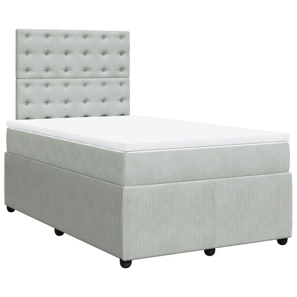 vidaXL Boxspringbett mit Matratze Hellgrau 120x190 cm Samt