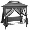 vidaXL Gartenschaukel mit Bettfunktion und Dach 220&times;160&times;240 cm Stahl