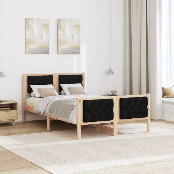vidaXL Bettrahmen Schwarz 120 x 190 cm Massives Kiefernholz