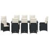 vidaXL Garten Essgruppe mit Kissen 9 pcs Schwarz Poly Rattan
