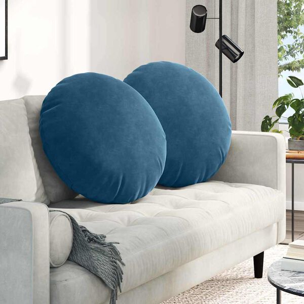 vidaXL Sitzkissen 2 St&uuml;ck Blau &Oslash; 60 x 21 cm Samt