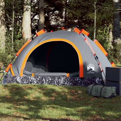 vidaXL Campingzelt 2 Personen Grau und Orange Quick Release