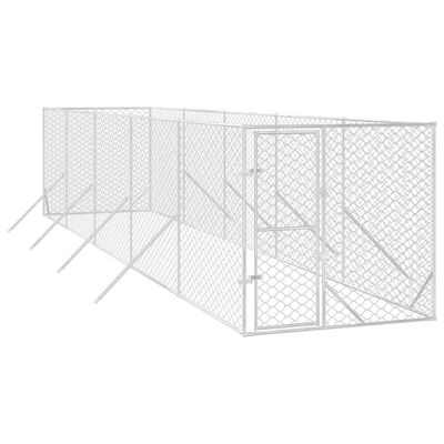 vidaXL Outdoor-Hundezwinger Silbern 2x10x2 m Verzinkter Stahl