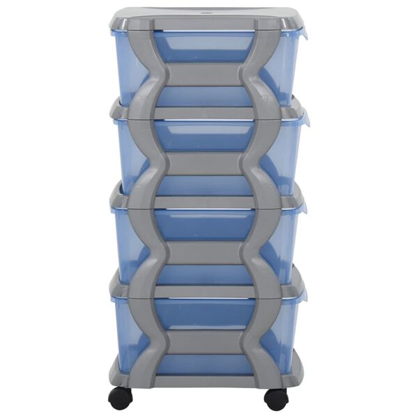 vidaXL Schubladenschrank mit Rollen 36x40x80 cm Grau und Blau