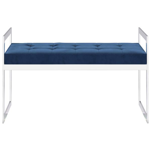vidaXL Bank 97 cm Blau Samt und Edelstahl