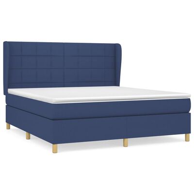 vidaXL Boxspringbett mit Matratze Blau 160x200 cm Stoff