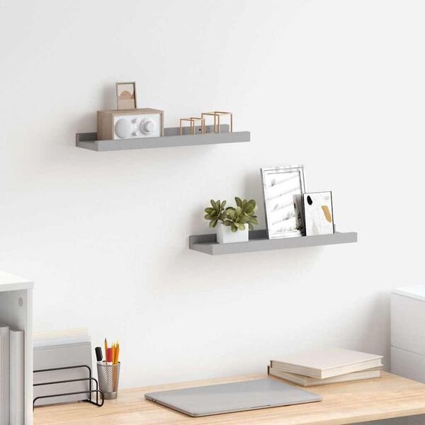 vidaXL Bilderleisten 2 Stk. Grau 40x9x3 cm MDF