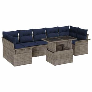 vidaXL Gartensofa-set 8 stk. Grau Poly-Rattan