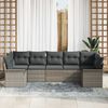 vidaXL Garten-Sofa-Set mit Kissen 7 pcs Hellgrau Poly Rattan