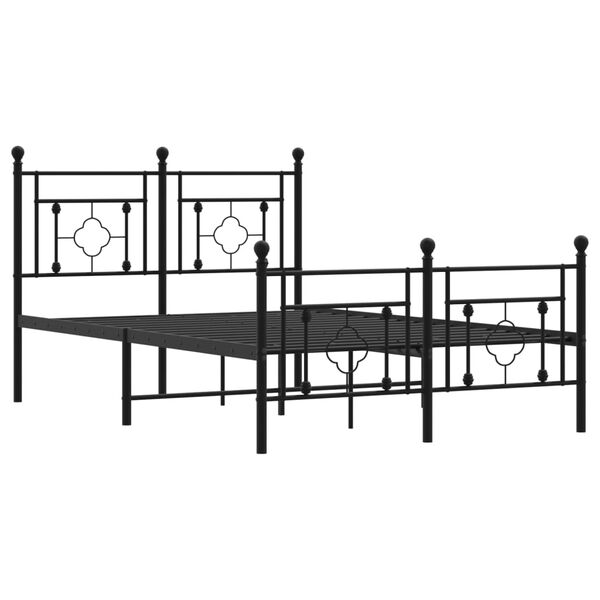 vidaXL Bettgestell mit Kopf- und Fu&szlig;teil Metall Schwarz 120x190 cm