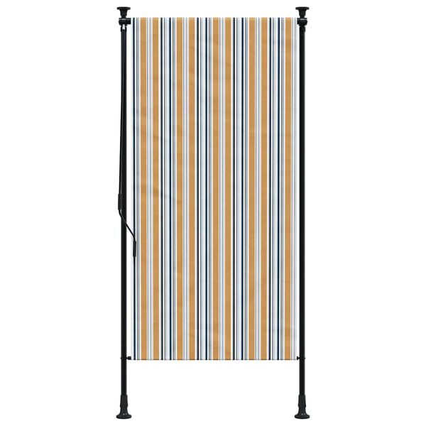 vidaXL Au&szlig;enrollo Gelb und Wei&szlig; 120x270 cm Stoff und Stahl