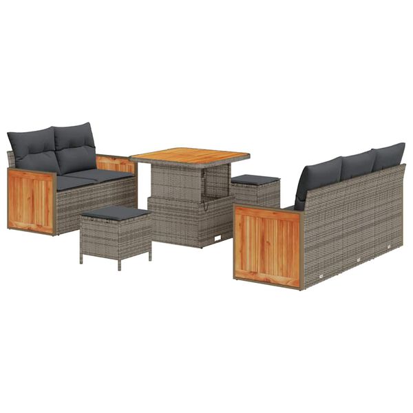vidaXL Gartensofa-set mit Kissen 10 pcs Grau Poly-Rattan