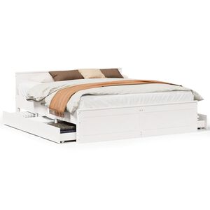vidaXL Massivholzbett ohne Matratze mit Kopfteil Wei&szlig; 200x200 cm