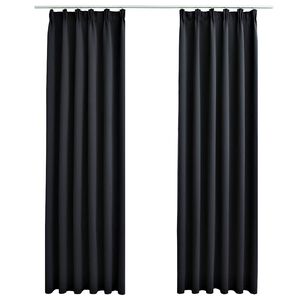 vidaXL Verdunkelungsvorh&auml;nge mit Haken 2 Stk. Schwarz 140x175cm