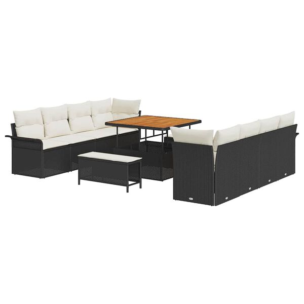 vidaXL Garten-Sofa-Set 11 pcs Schwarz Poly-Rattan