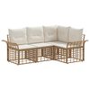 vidaXL Outdoor-Sofagarnitur 4 pcs Nat&uuml;rlich und Cremwei&szlig; Polyester