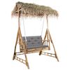 vidaXL Hollywoodschaukel mit Palmbl&auml;ttern und Kissen 202 cm Bambus