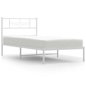 vidaXL Bettgestell mit Kopfteil Metall Wei&szlig; 100x200 cm