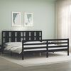 vidaXL Massivholzbett mit Kopfteil Schwarz 200x200 cm