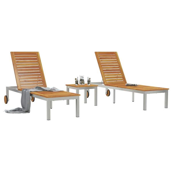 vidaXL Liege 2-Person 3 pcs Braun Massivholz Akazie