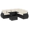 vidaXL 7-tlg. Garten-Sofagarnitur mit Kissen Schwarz Poly Rattan