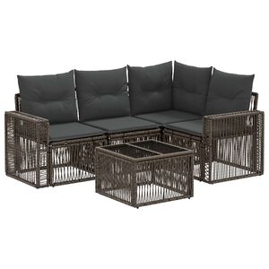 vidaXL Gartensofa-set 5 stk. 4-Sitzer Grau und Dunkelgrau Poly-Rattan