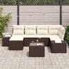 vidaXL Gartensofa-set mit Kissen 7 pcs Braun und Creme Poly-Rattan