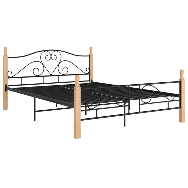 vidaXL Bettgestell mit Kopfteil ohne Matratze Schwarz 140x200cm Metall