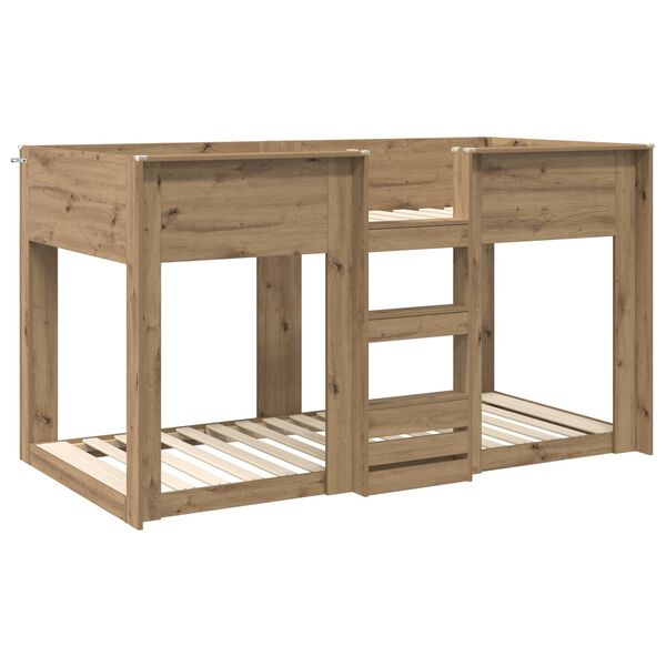 vidaXL Etagenbett f&uuml;r Kinder Artisan-Eiche 75 x 190 cm Holzwerkstoff