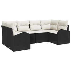 vidaXL Gartensofa-set mit Kissen 6 pcs Schwarz und Wei&szlig; Poly-Rattan